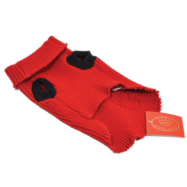 Czerwony sweterek dla psa z filcową aplikacją